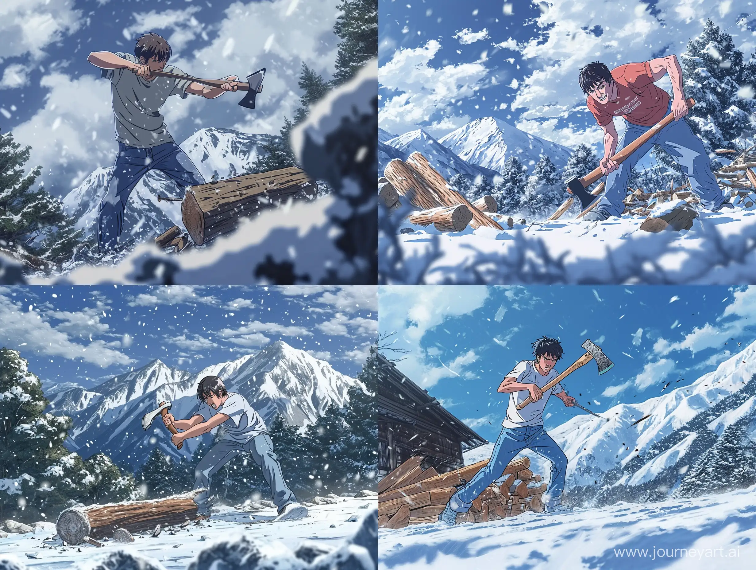 Cold-Mountain-Wood-Splitting-Detailed-Anime-Scene-with-Man-in-Tshirt-and-Jeans