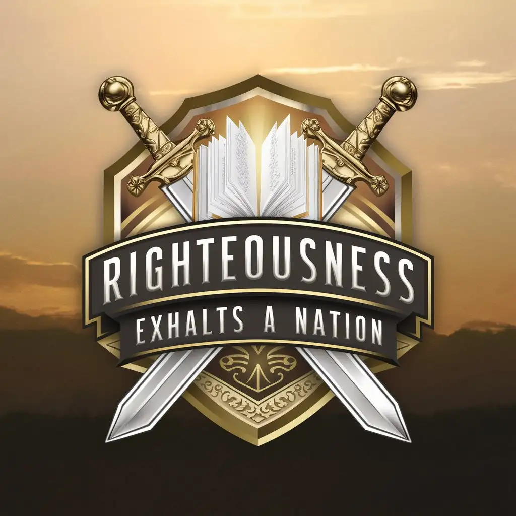 image of a badge logo with the a sword and the words 'RIGHTEOUSNESS EXHALTS A NATION'