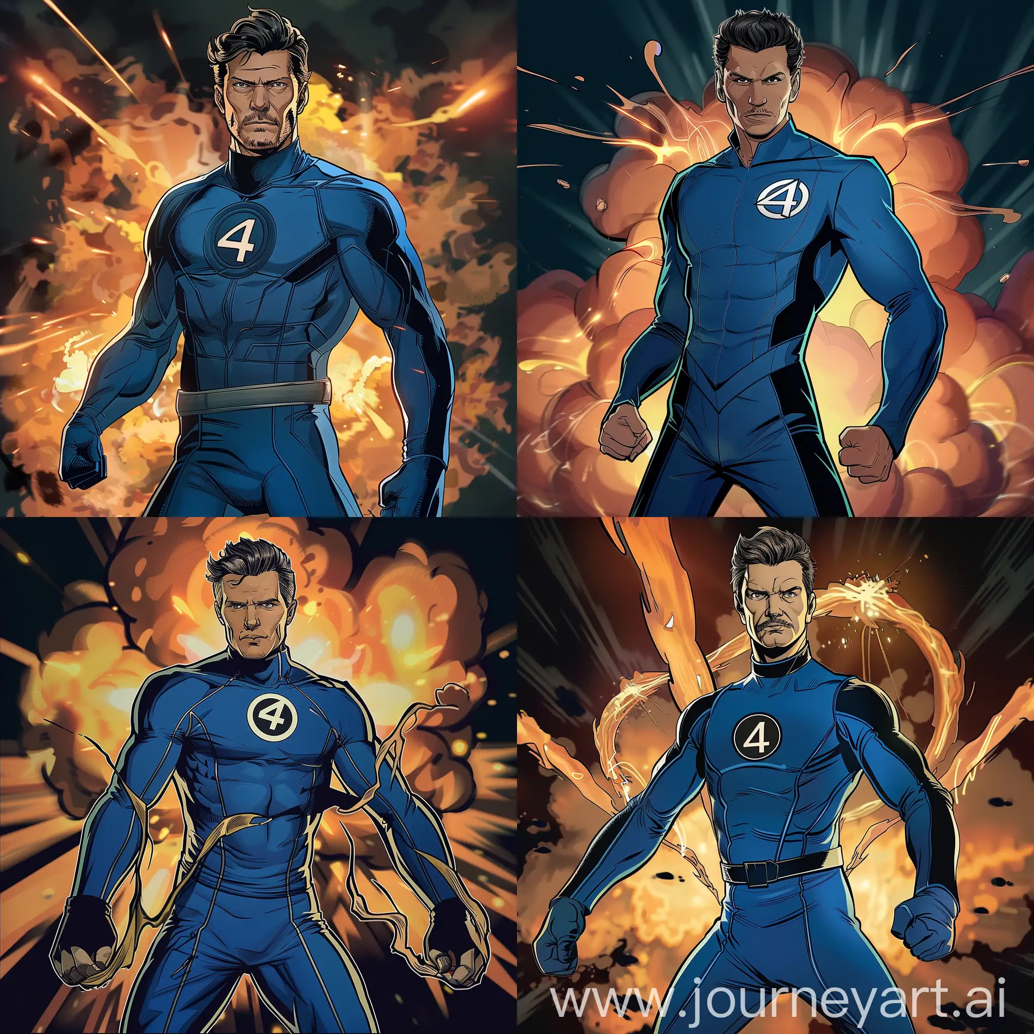 Pedro-Pascal-as-Mr-Fantastic-Heroic-Comic-Style-Illustration-with-Explosive-Background