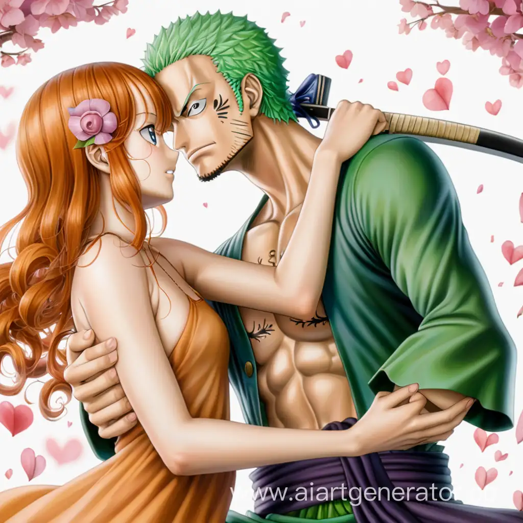 Zoro and Nami in a romantic pose