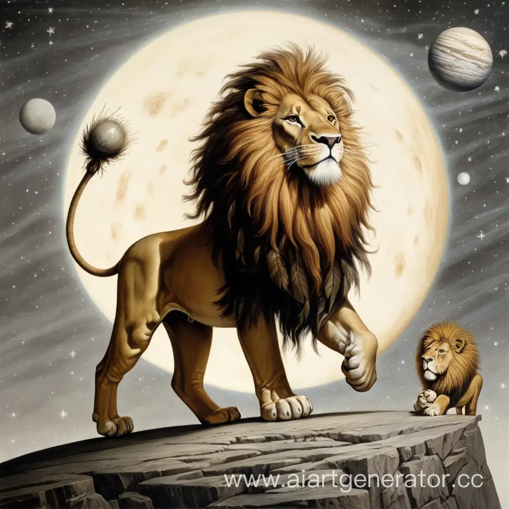 Joyful-Lion-Frolicking-on-the-Surface-of-Mercury