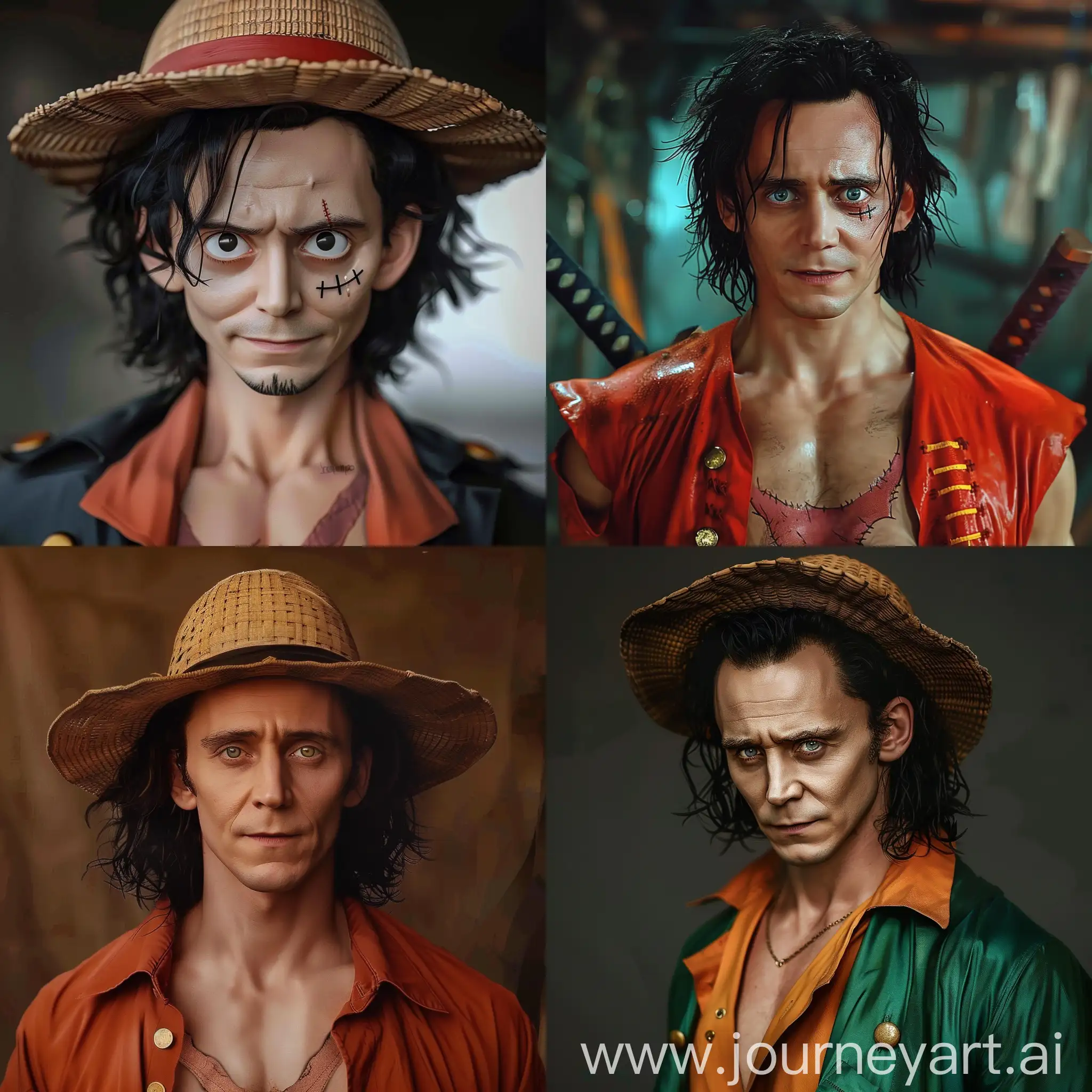 Loki as Monkey D. Luffy, realistic, loki, Tom Hiddleston, luffy style, live, real