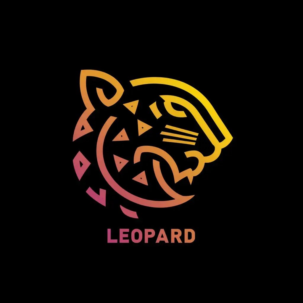 logo, white leopard sideview head with spots minimalist monoline for fitness brand, with the text 'leopard', typography, be used in Sports Fitness industry