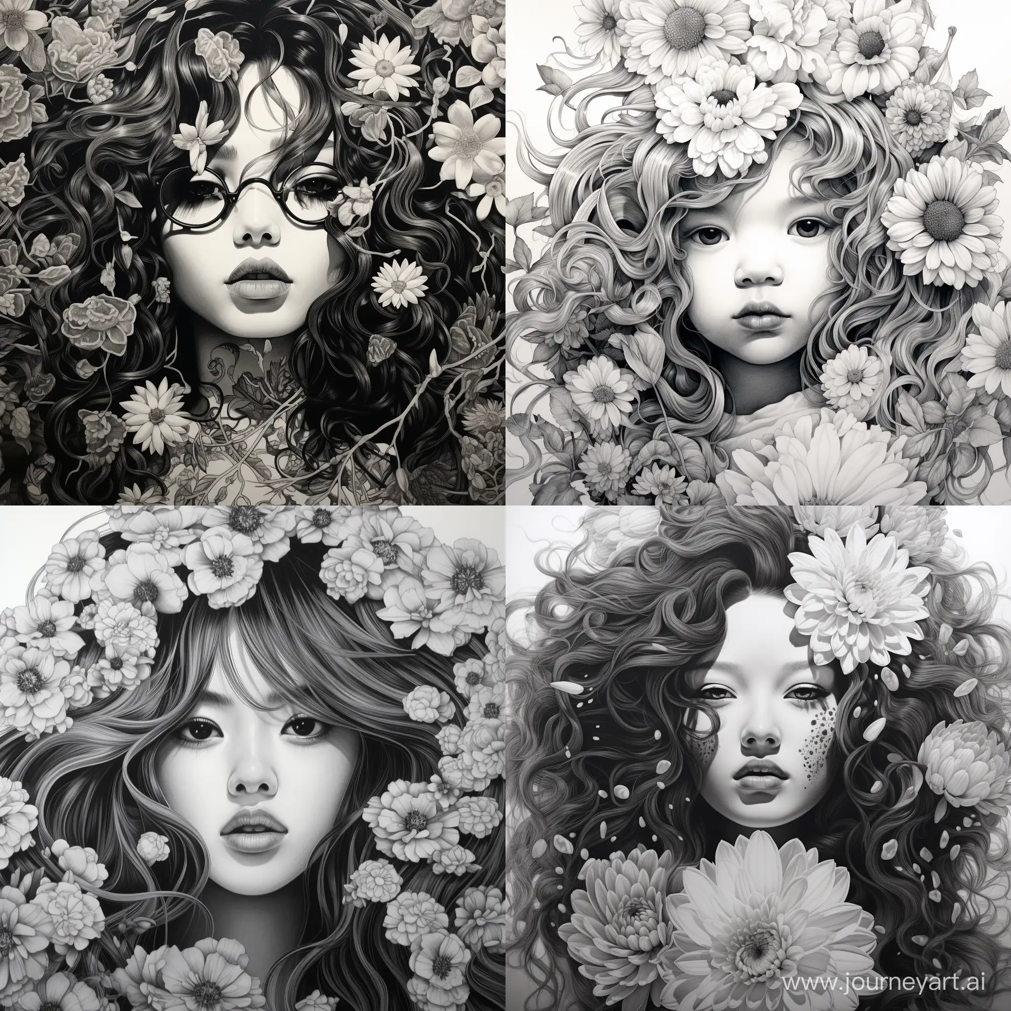 Captivating-Flower-Girl-Illustration-in-the-Style-of-Shihei-Otomo