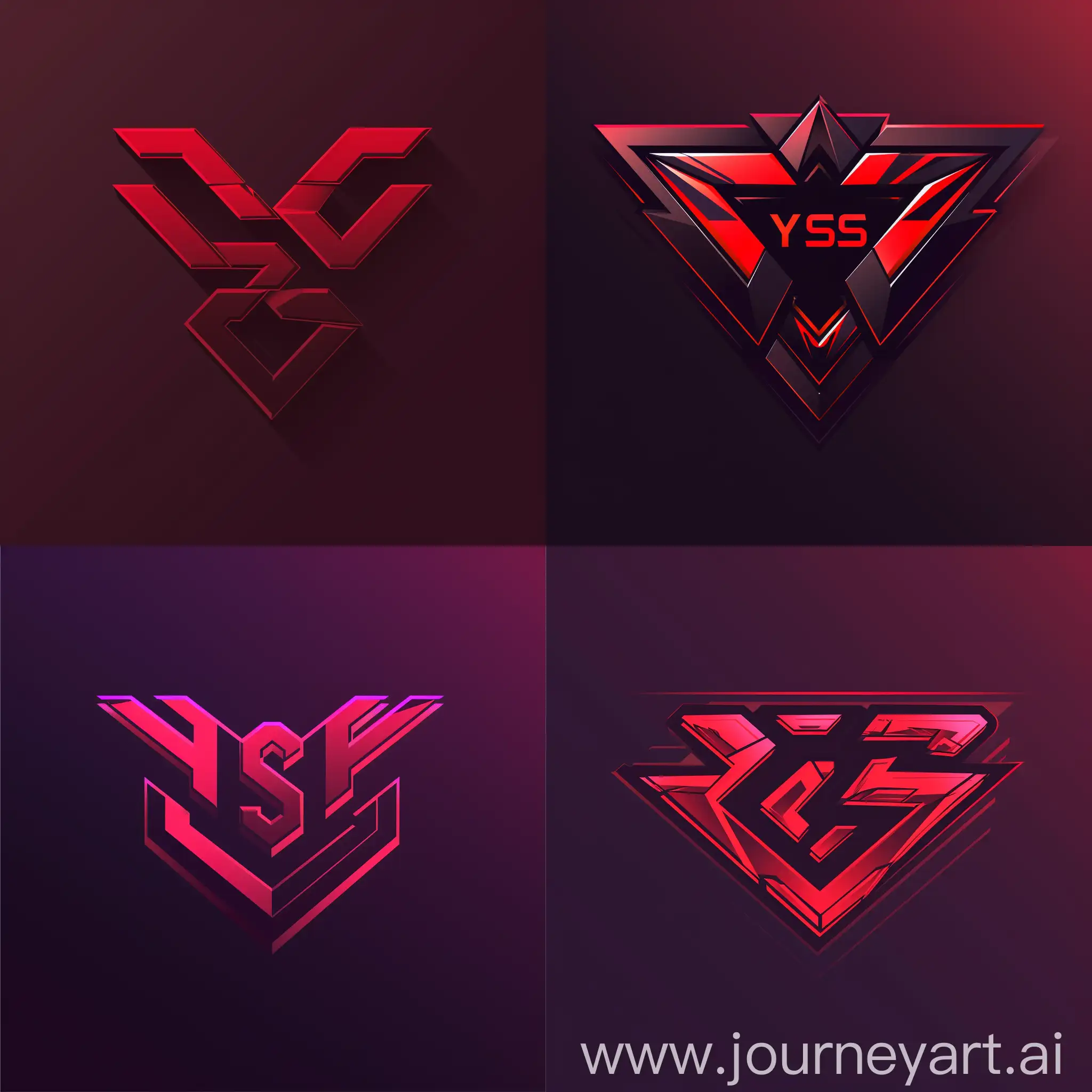 Игровой логотип "YSS", интересный стиль, темно красные оттенки, --quality 2 --s 250
