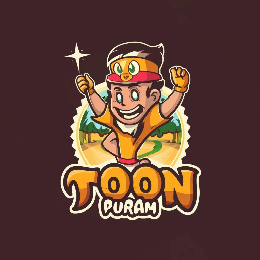 LOGO-Design-for-Toon-Puram-Whimsical-Cartoon-Character-Emblem-for-Entertainment-Industry