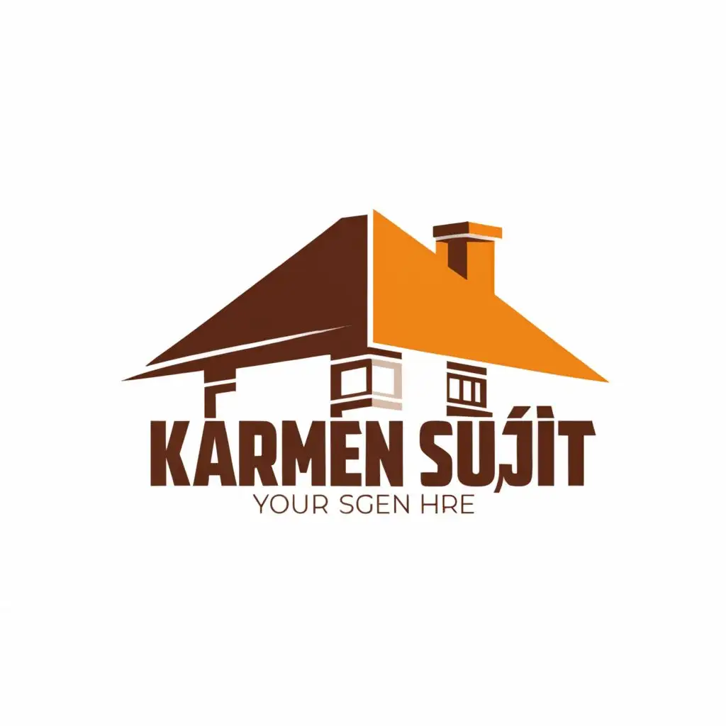 logo, house roof inside logo, with the text "KARMEN SUİT", typography