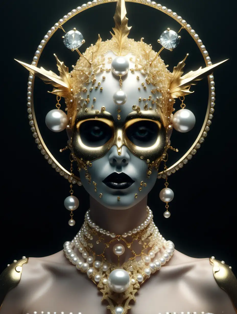 gold death miserygold, pearls, Swarovski shiny diamonds, jewelry,  Neo-Renaissance of Nature and Aether in the style of Mert and Marcus, digital art, 8k —ar 2:3 —v 5.2art, 8k —ar 2:3 —v 5.2