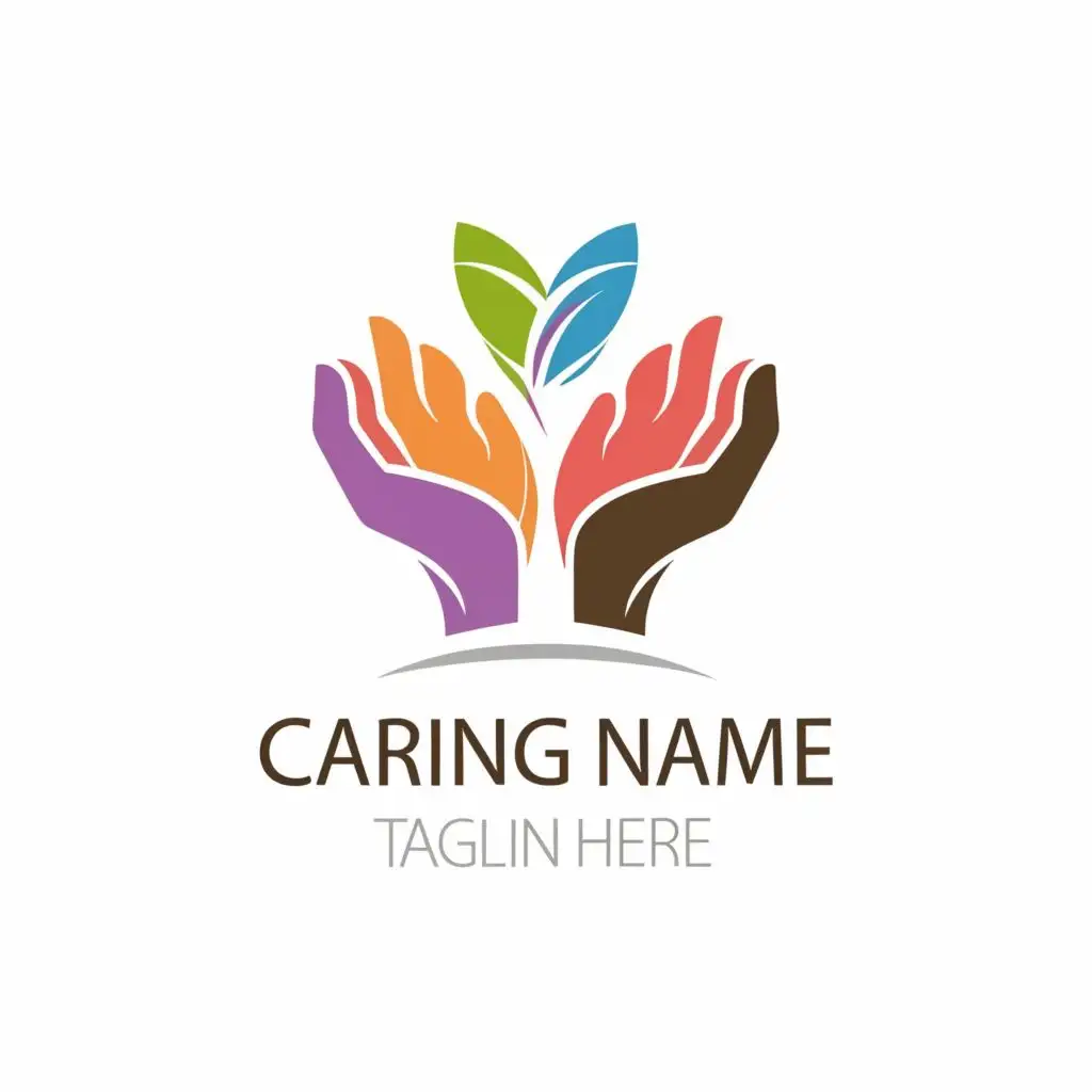 logo, caring hands, with the text "logo1", typography