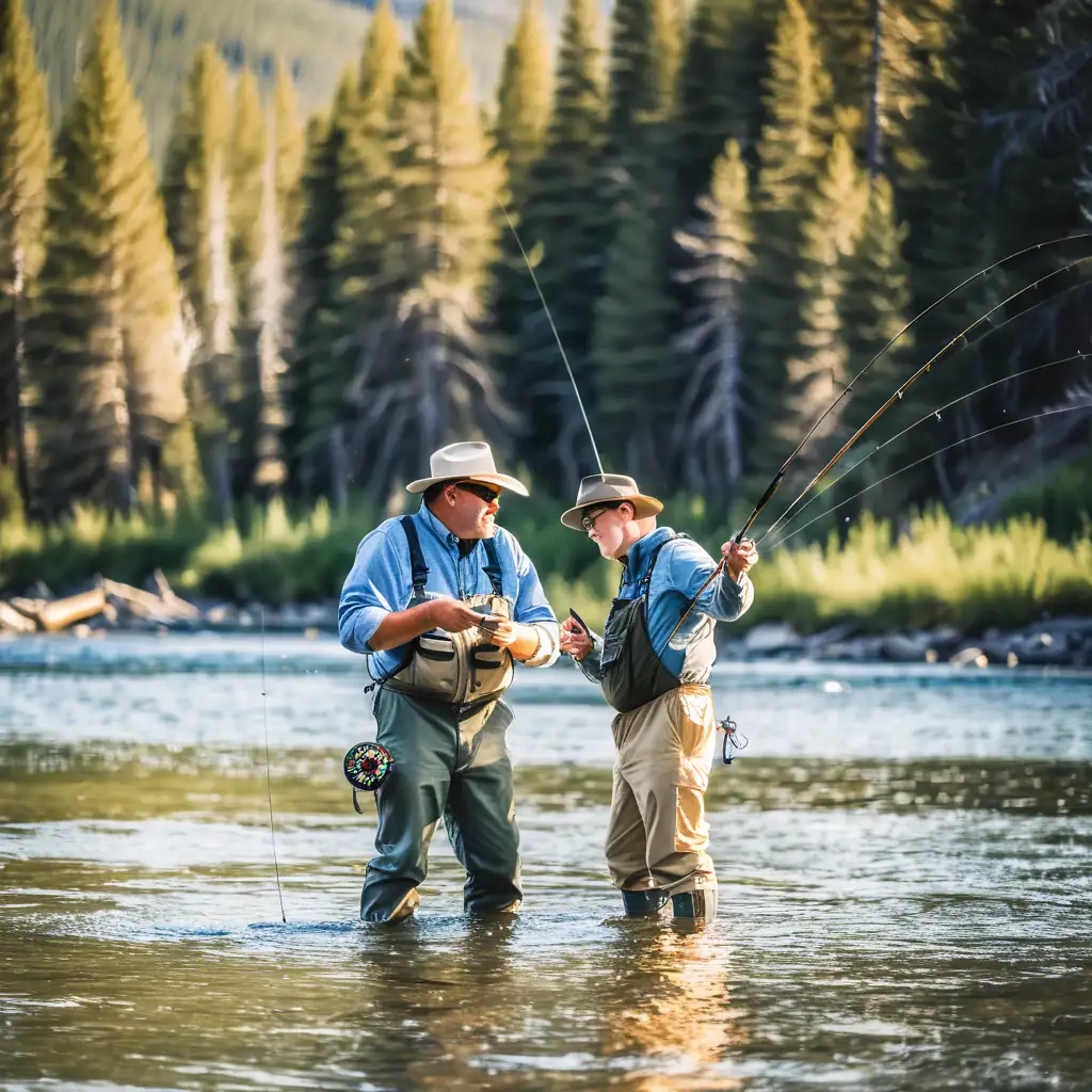 Father and Son Fly Fishing Lesson in Montanas Scenic Wilderness