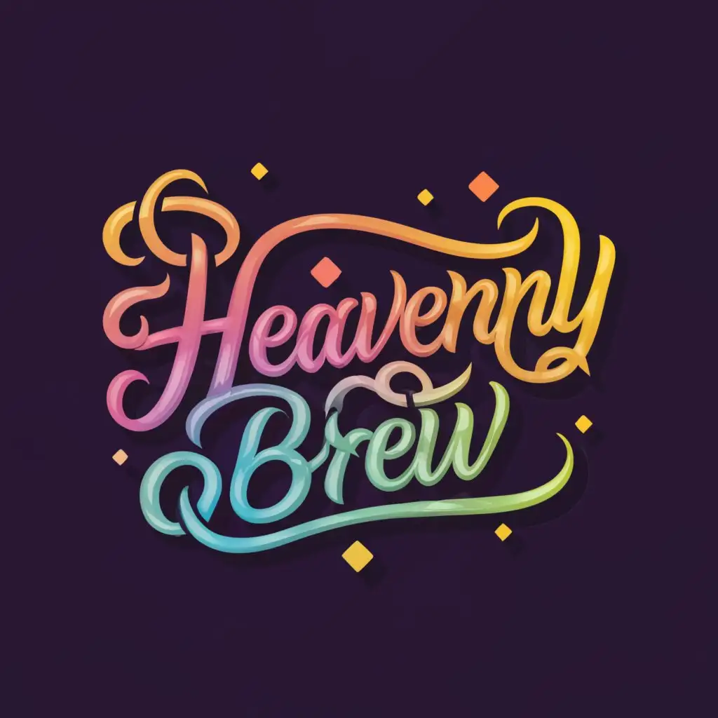 a logo design,with the text "HEAVENLY BREW", main symbol:A cursive h with bright colors,Moderate,be used in Religious industry,clear background