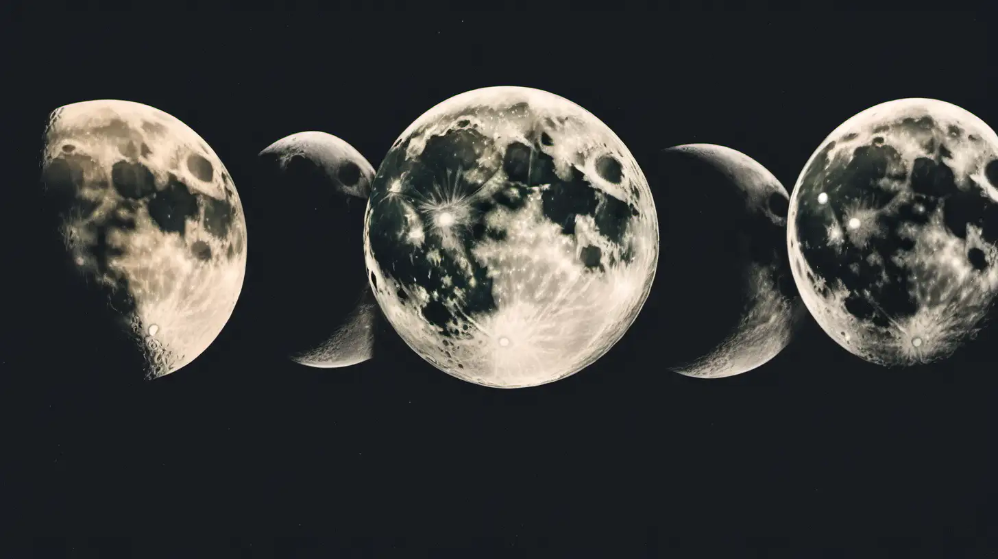 Lunar Cycle Phases Celestial Evolution Illustration