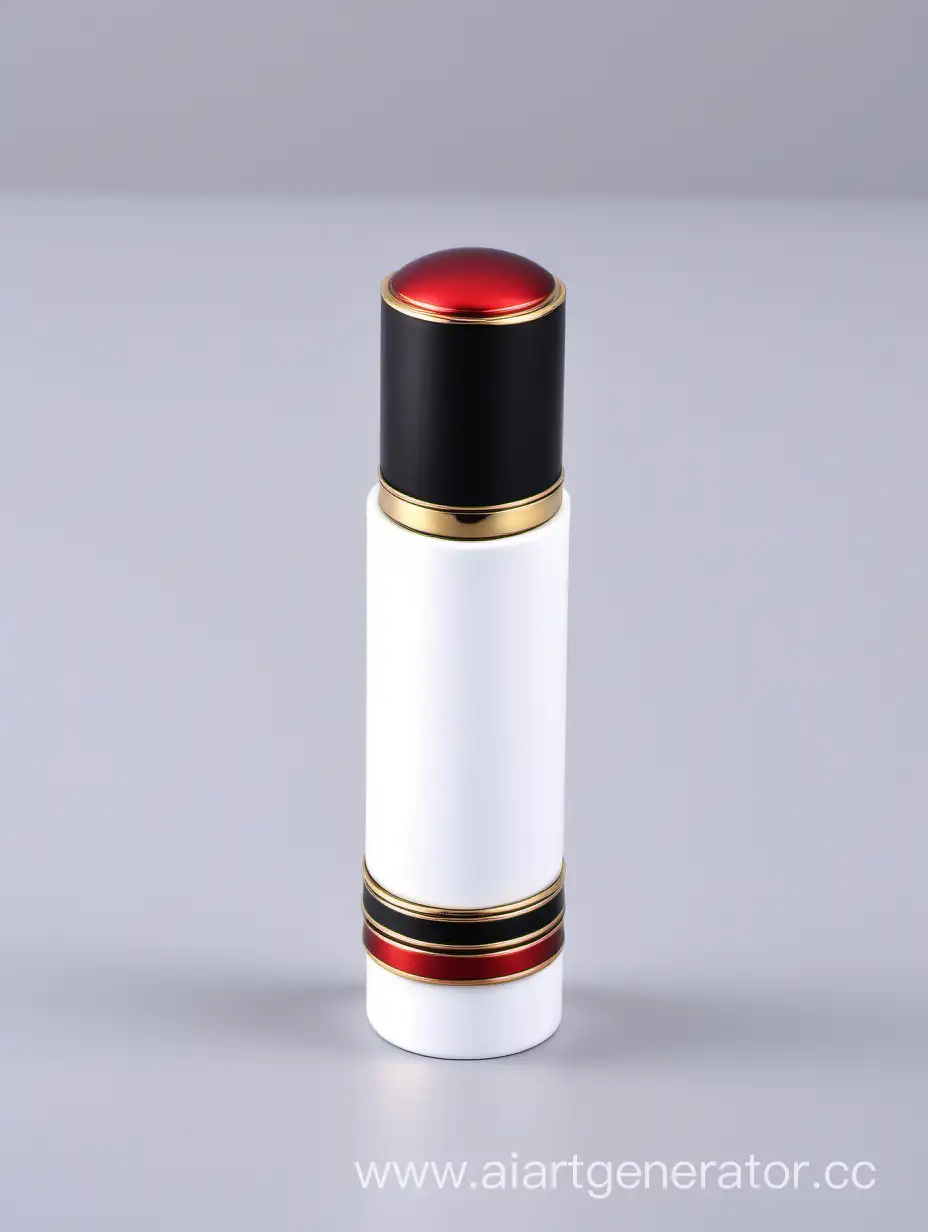 Zamac Perfume decorative ornamental long cap,  white  black color with matt RED WITH GOLD LINES metallizing finish