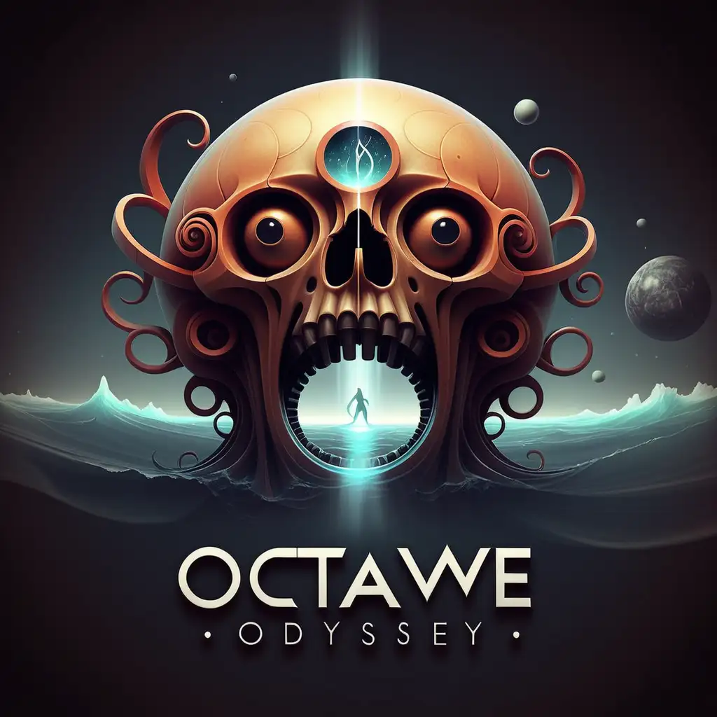Conceptual logo for a band named OCTAVE ODYSSEY that contains a hint od Ulysses and a hint of music