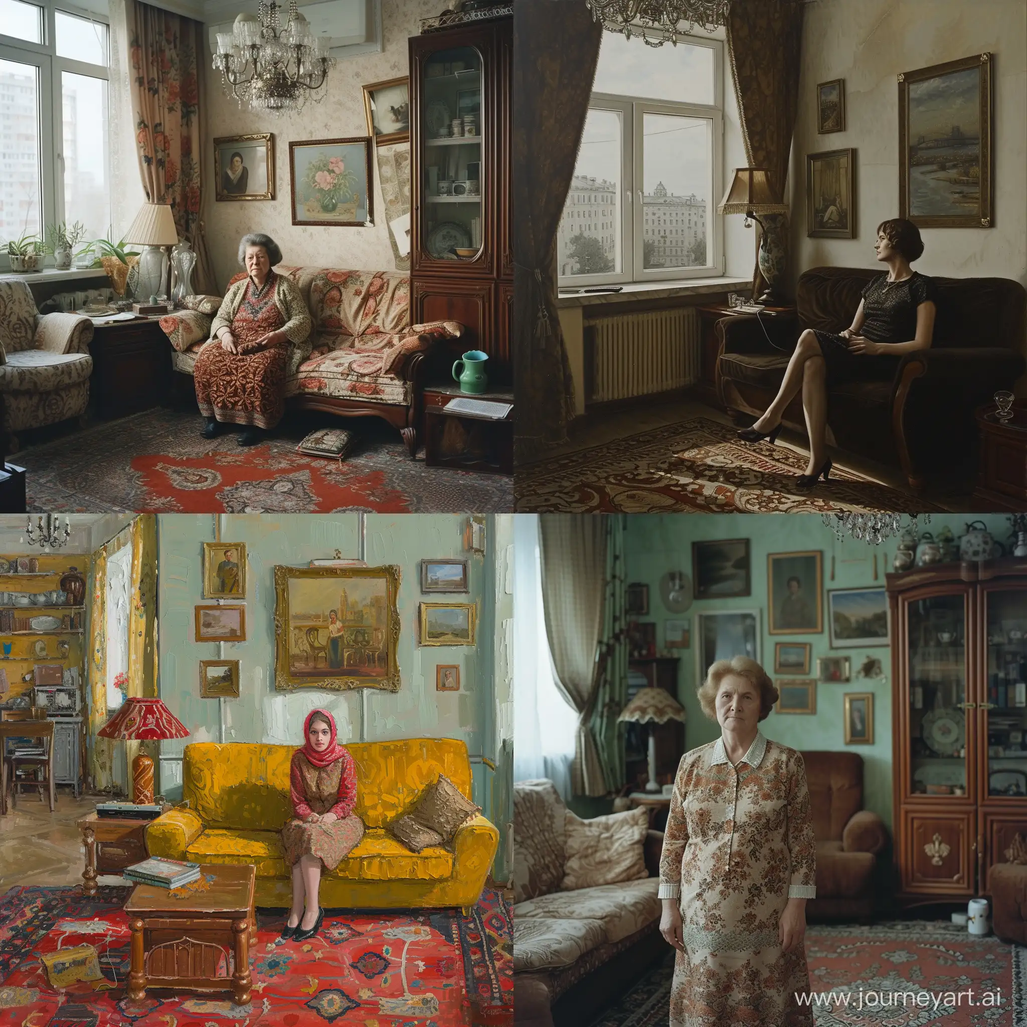 A russian woman in the living room 