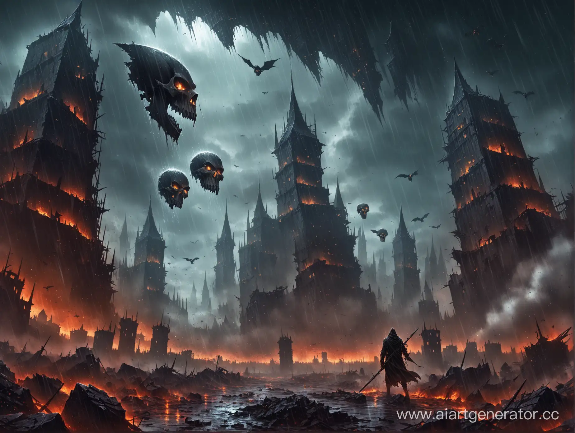 Dark-Fantasy-Haunting-Rain-and-Skies-of-Blood-Amidst-Ruins-and-Flying-Skulls