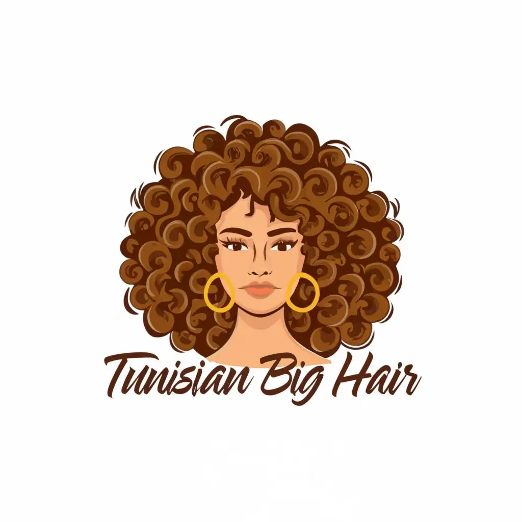 LOGO-Design-For-Tunisian-Big-Hair-Vibrant-Colors-and-Playful-Typography-with-Curly-Hair-Motif