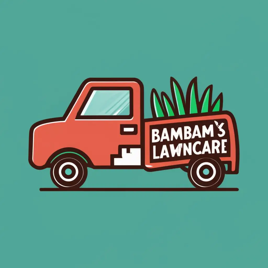 logo, lawnmower/ plow truck, with the text "Bambams lawncare", typography, be used in Technology industry