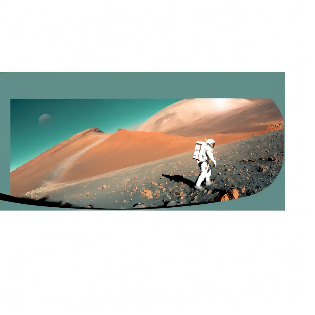 Astronaut Exploring Martian Terrain with Illuminated Spacesuit