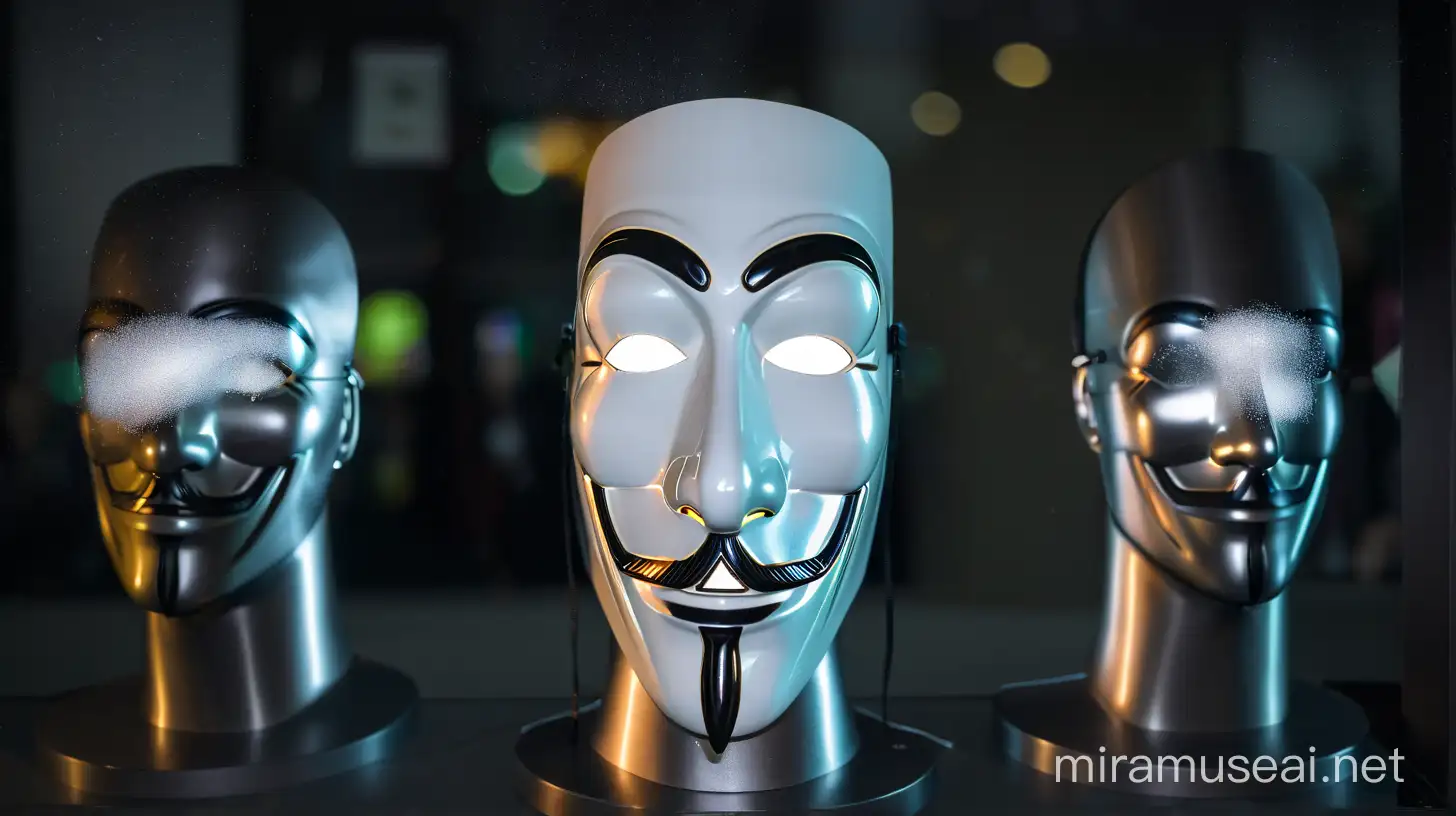 guy fawkes mask on a mannequin