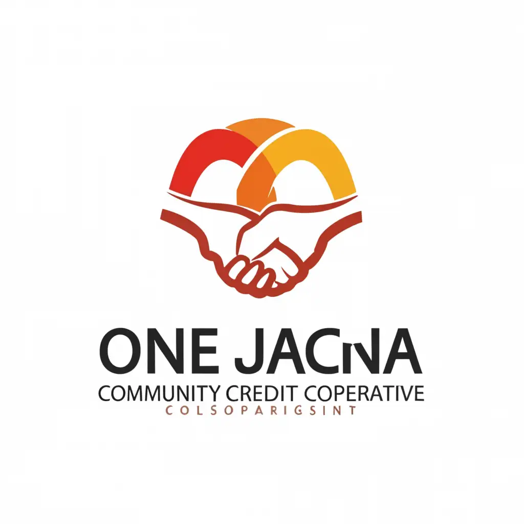 a logo design,with the text "One Jagna Community Credit Cooperative", main symbol:shake Hands and heart,complex,be used in Construction industry,clear background