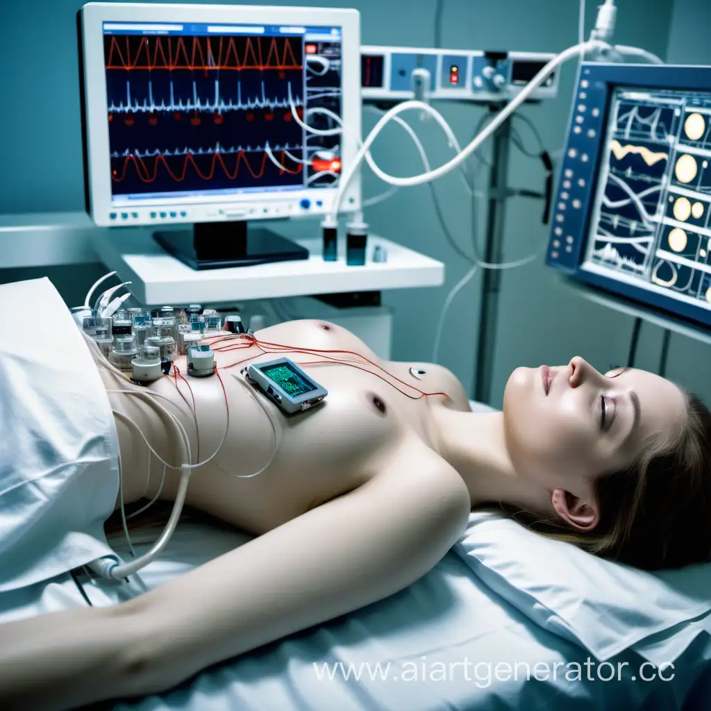 Health-Research-Young-Woman-Undergoing-Body-Monitoring-on-Treatment-Bed
