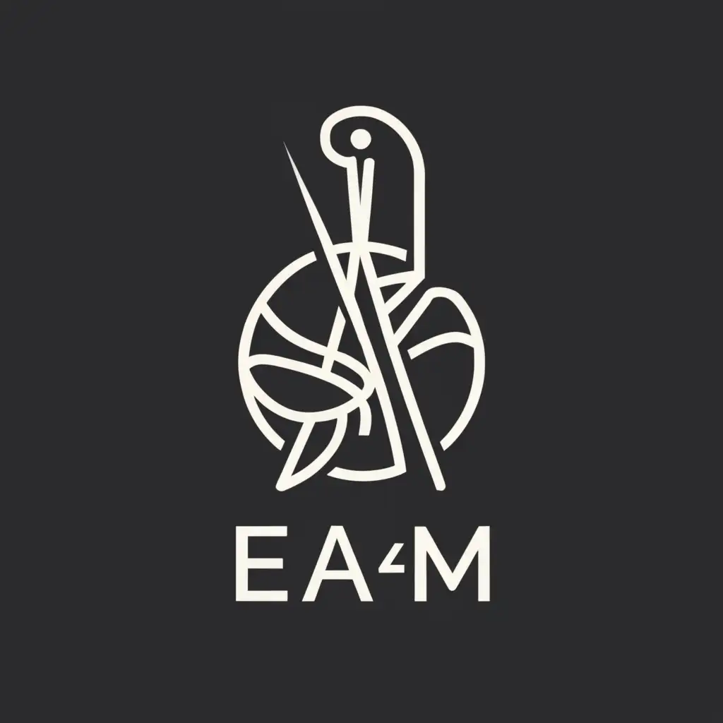 a logo design,with the text "EA4M's", main symbol:basketball, needle, thread, circle

,Minimalistic,clear background