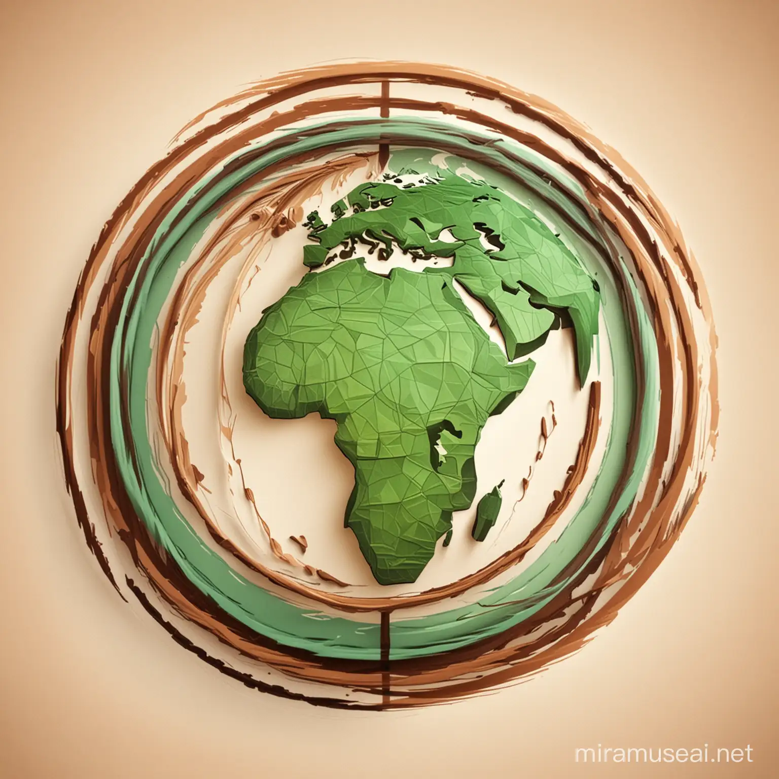 Stylized Planet Earth Logo with Green and Brown Lines