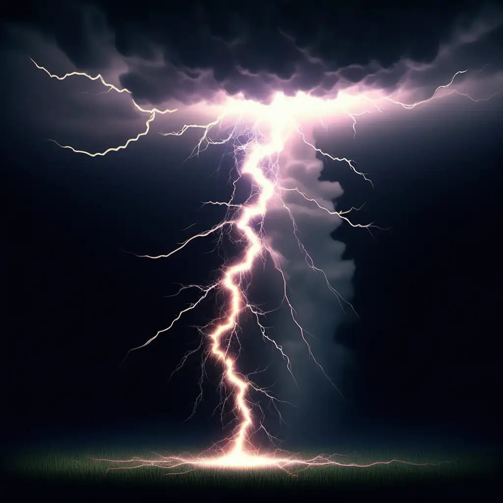 Dramatic Realistic Lightning Strike with Scattering Sparks