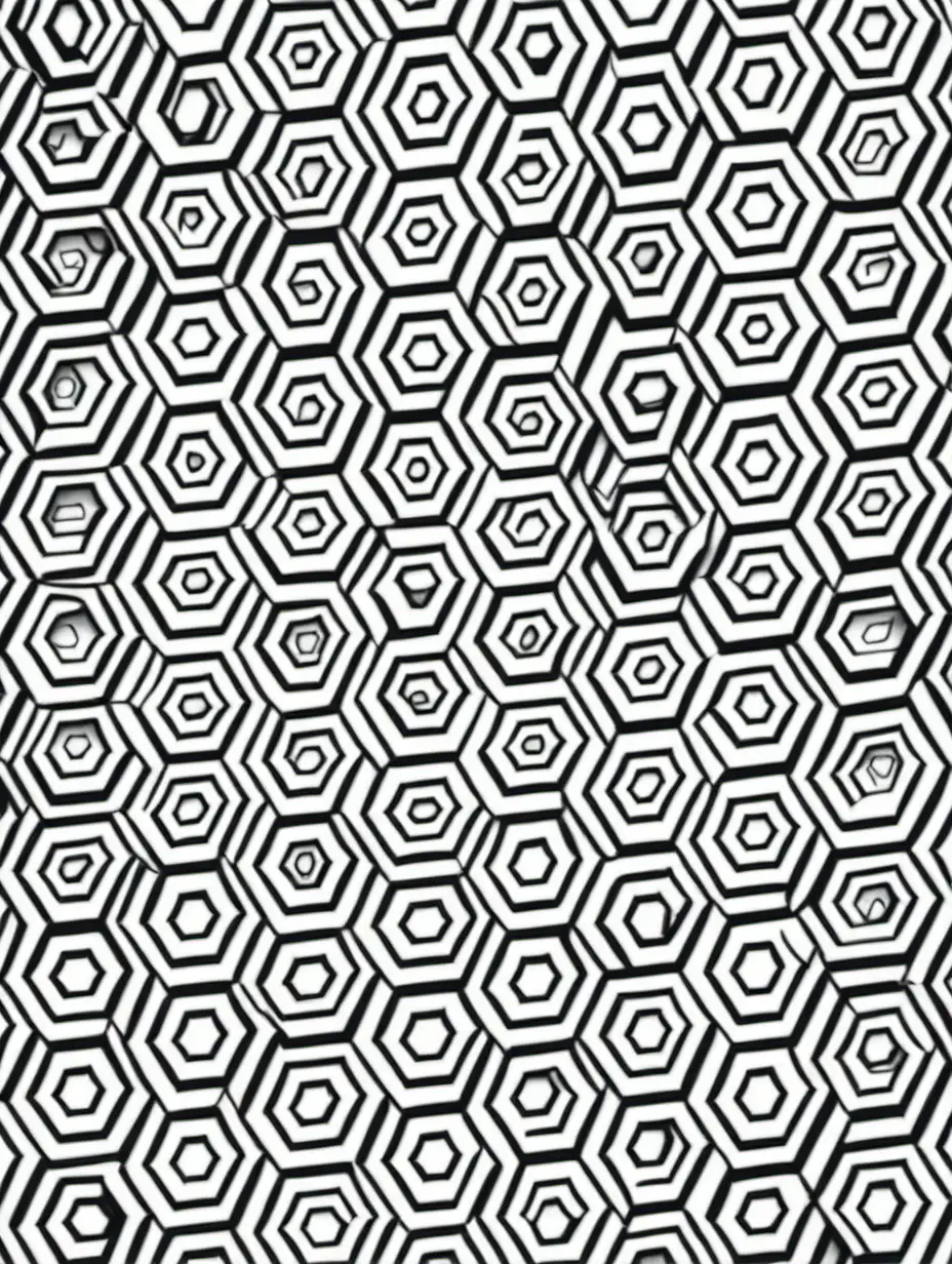 coloring books, black and white, simple patterns, hex pattern