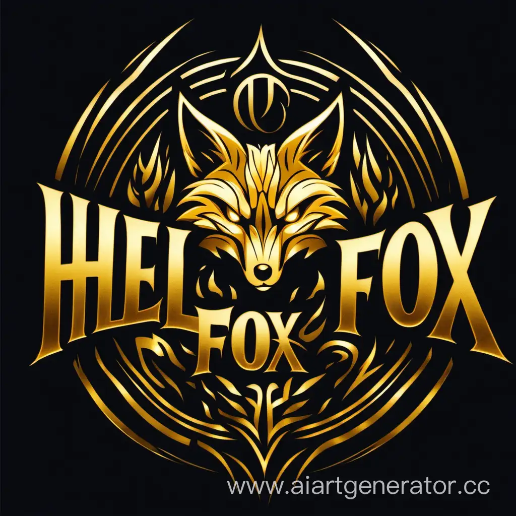 HF -hell fox . логотип на черном фоне ,золотом