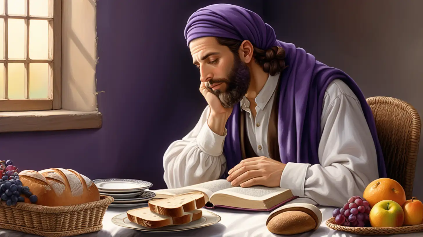 Jewish Couple Praying and Sharing a Meal Traditional Religious Scene