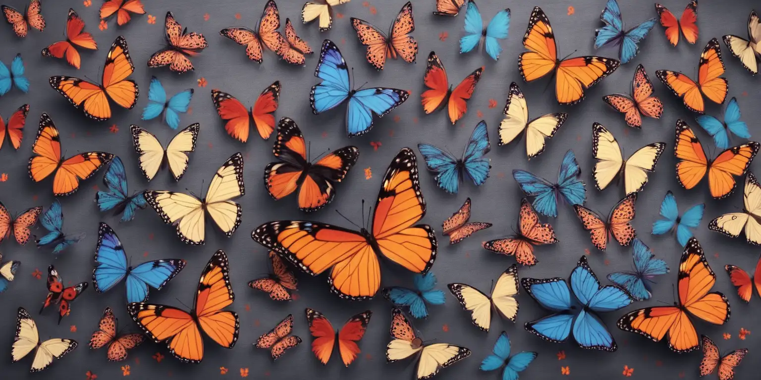 Colorful Butterflies Fluttering in Sunlit Garden