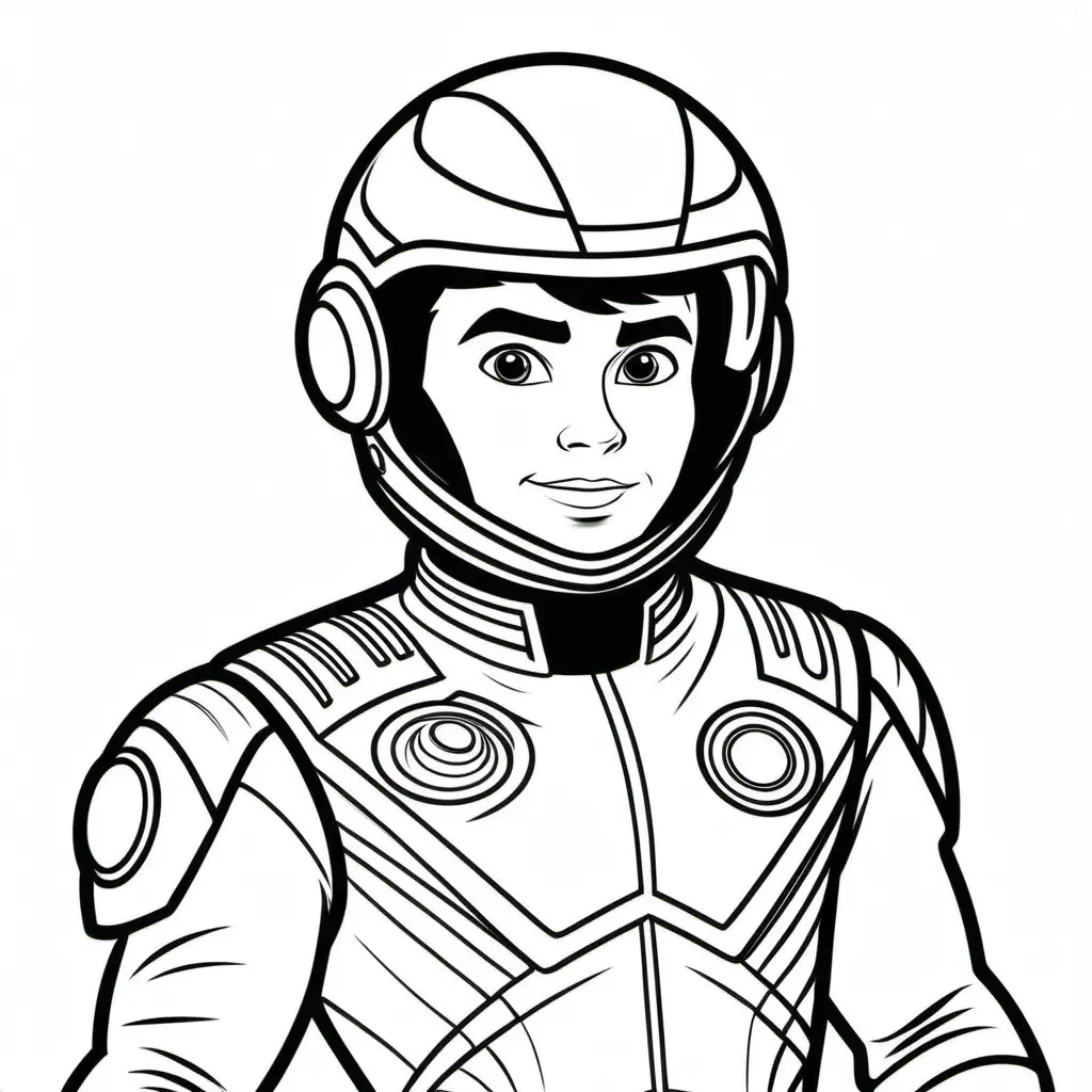 coloring page for kids, white background, space ranger of Jack - American, no helmet