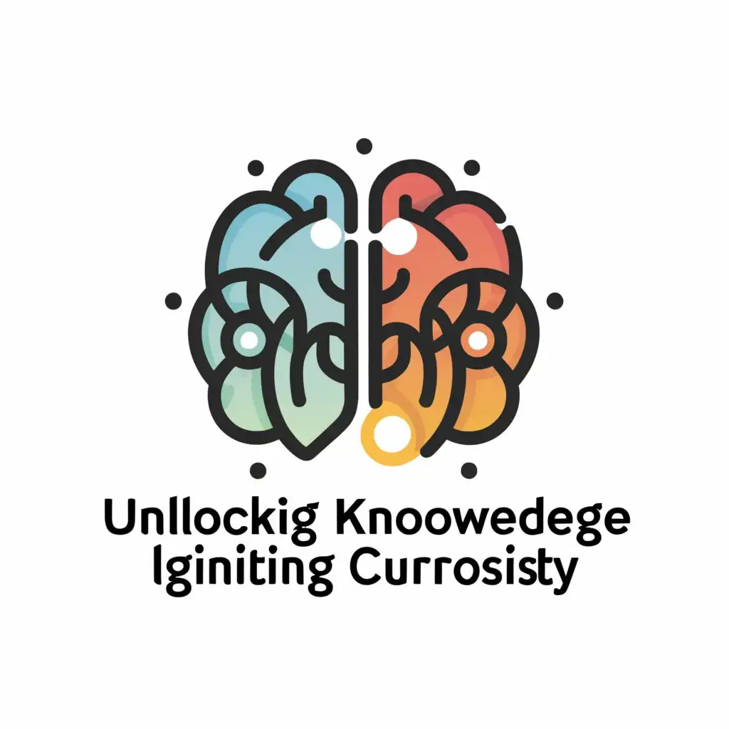 a logo design,with the text "Unlocking knowledge, Igniting curiousity", main symbol:Mind thinking with HA is written in it,Minimalistic,be used in Nonprofit industry,clear background