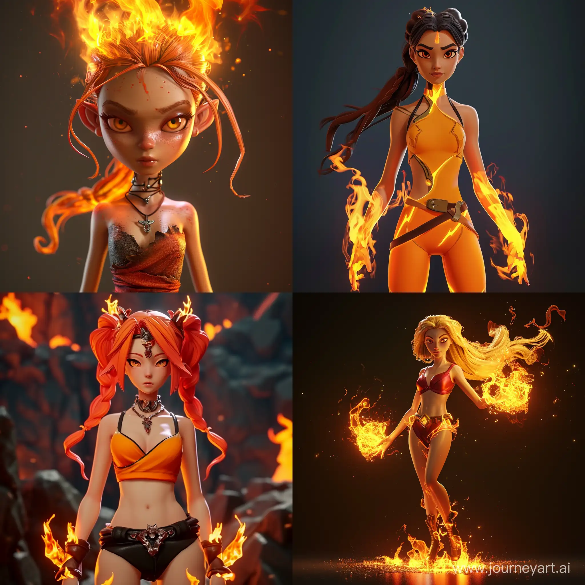 animated female fire elemental 