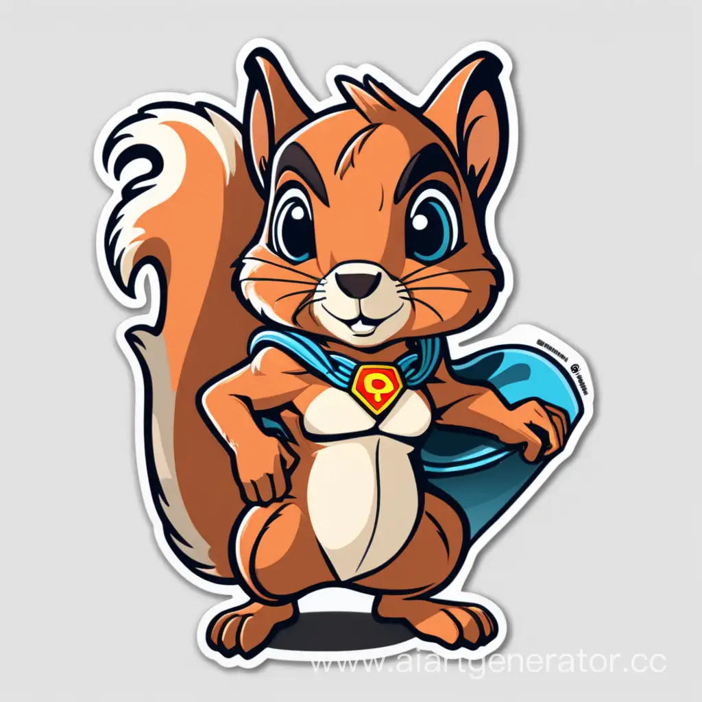 Design a stunning sticker featuring a super hero squirrel in a modern, eye-catching style