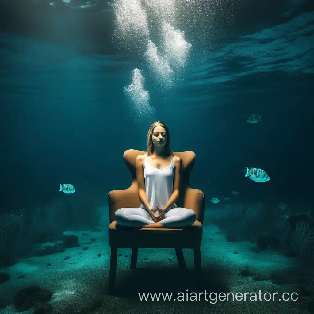 девушка под водой медитация в кресле 
