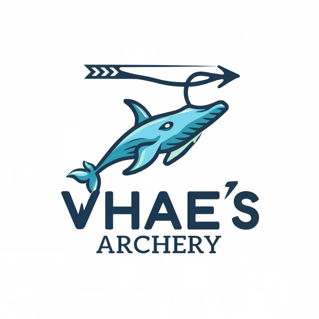 a logo design,with the text "WHALES ARCHERY", main symbol:archery whale,Moderate,clear background