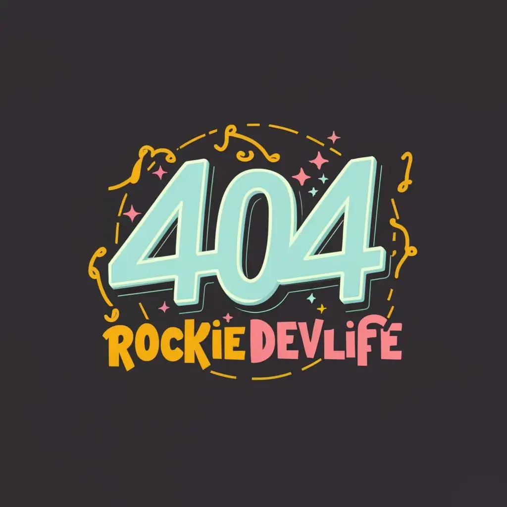 logo, 404, with the text ""RookieDevLife"", typography, be used in Technology industry