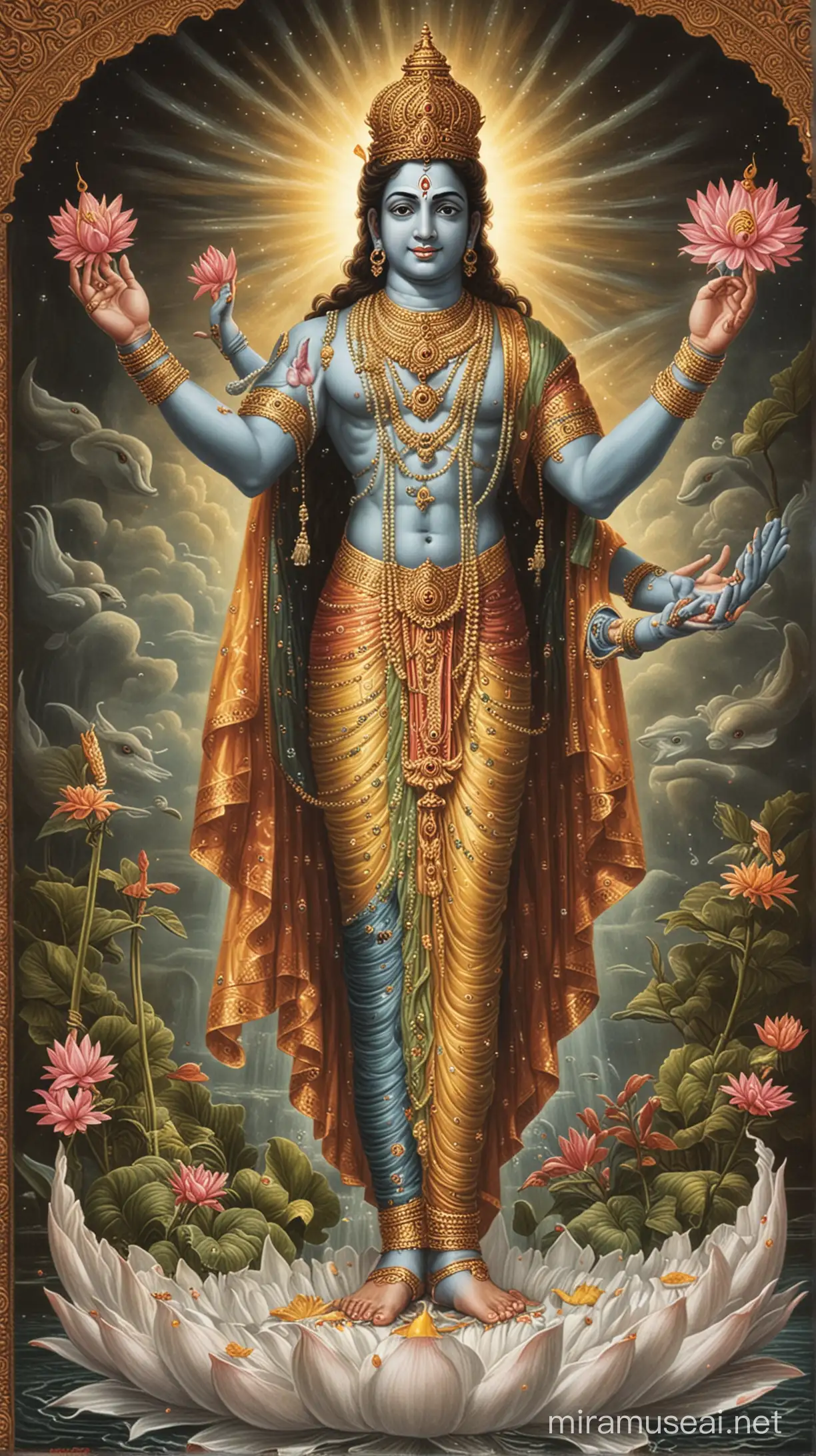 Lord Vishnu Statue in Serene Meditation