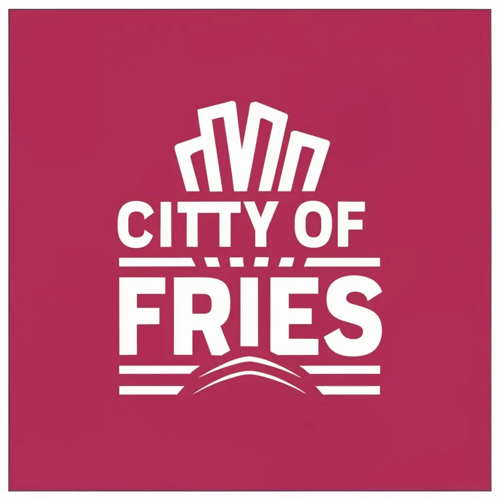 a logo design,with the text "CITY OF FRIES", main symbol:pink, long fries,Moderate,be used in Restaurant industry,clear background