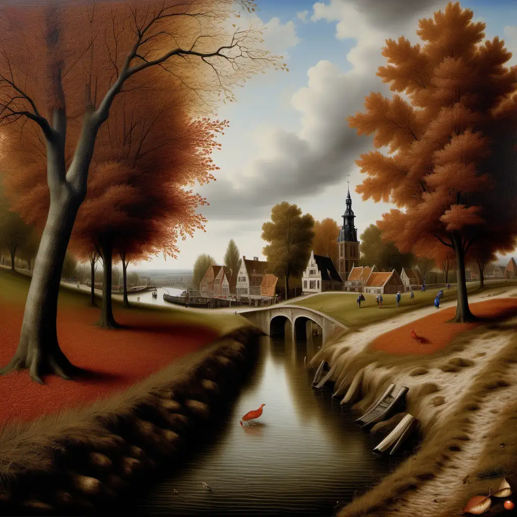 Embossed HyperRealistic Autumn Landscape Painting by Lucas van Valckenborch