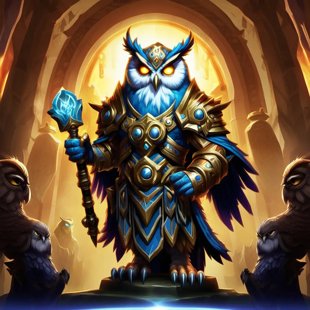 owl god, world of warcraft tcg art, stylized game asset 