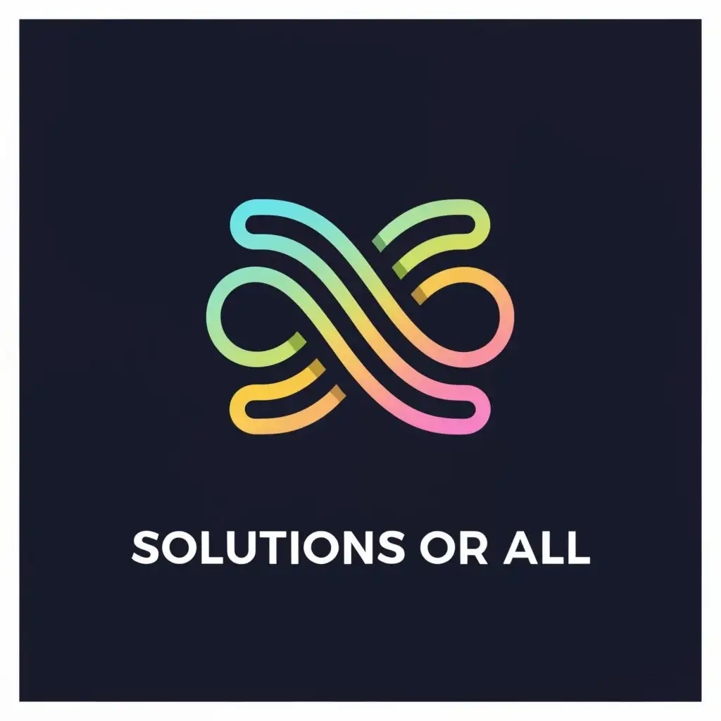a logo design,with the text "Solutions for all", main symbol:infinity with computer,Minimalistic,be used in Technology industry,clear background