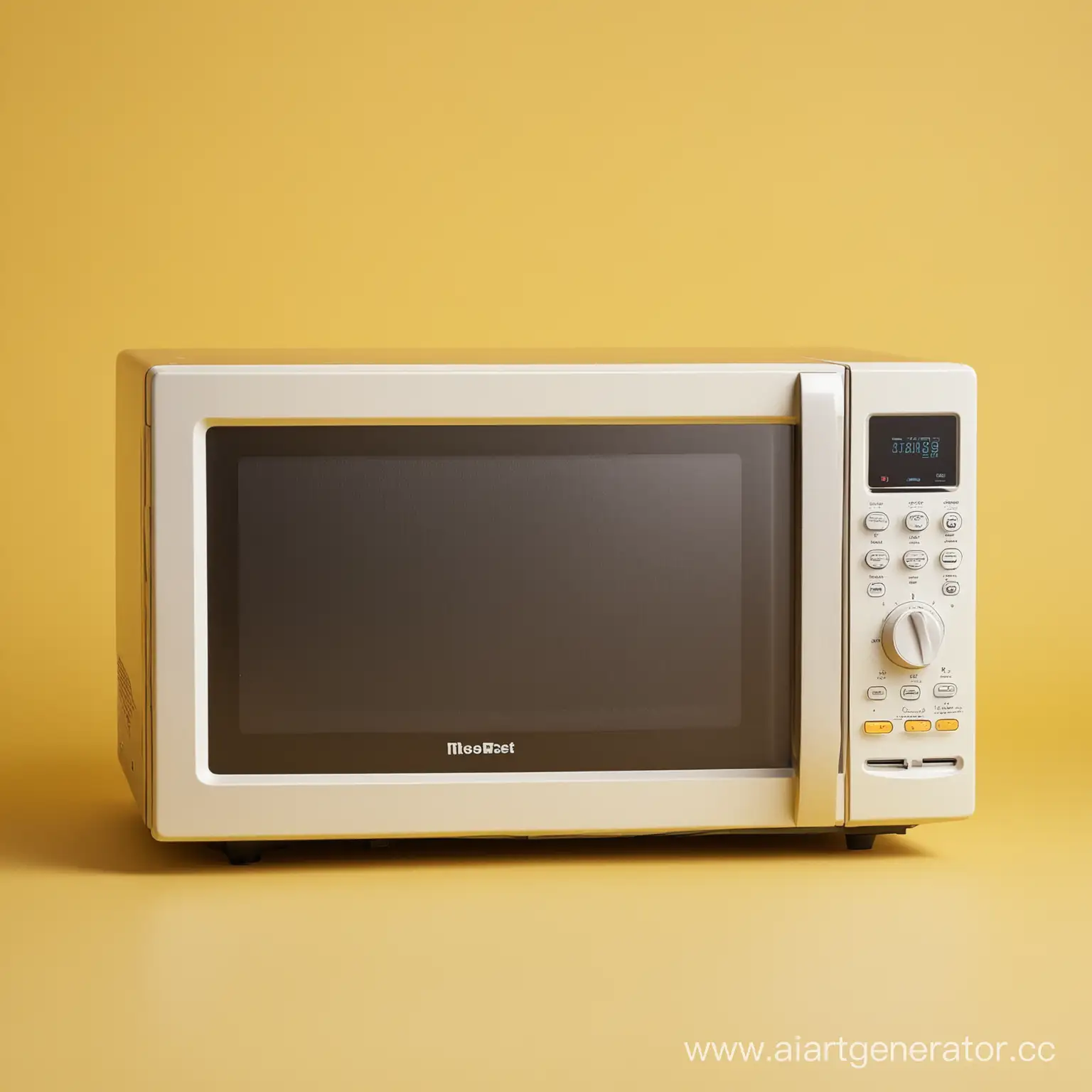 Microwave-Oven-on-Vibrant-Yellow-Background