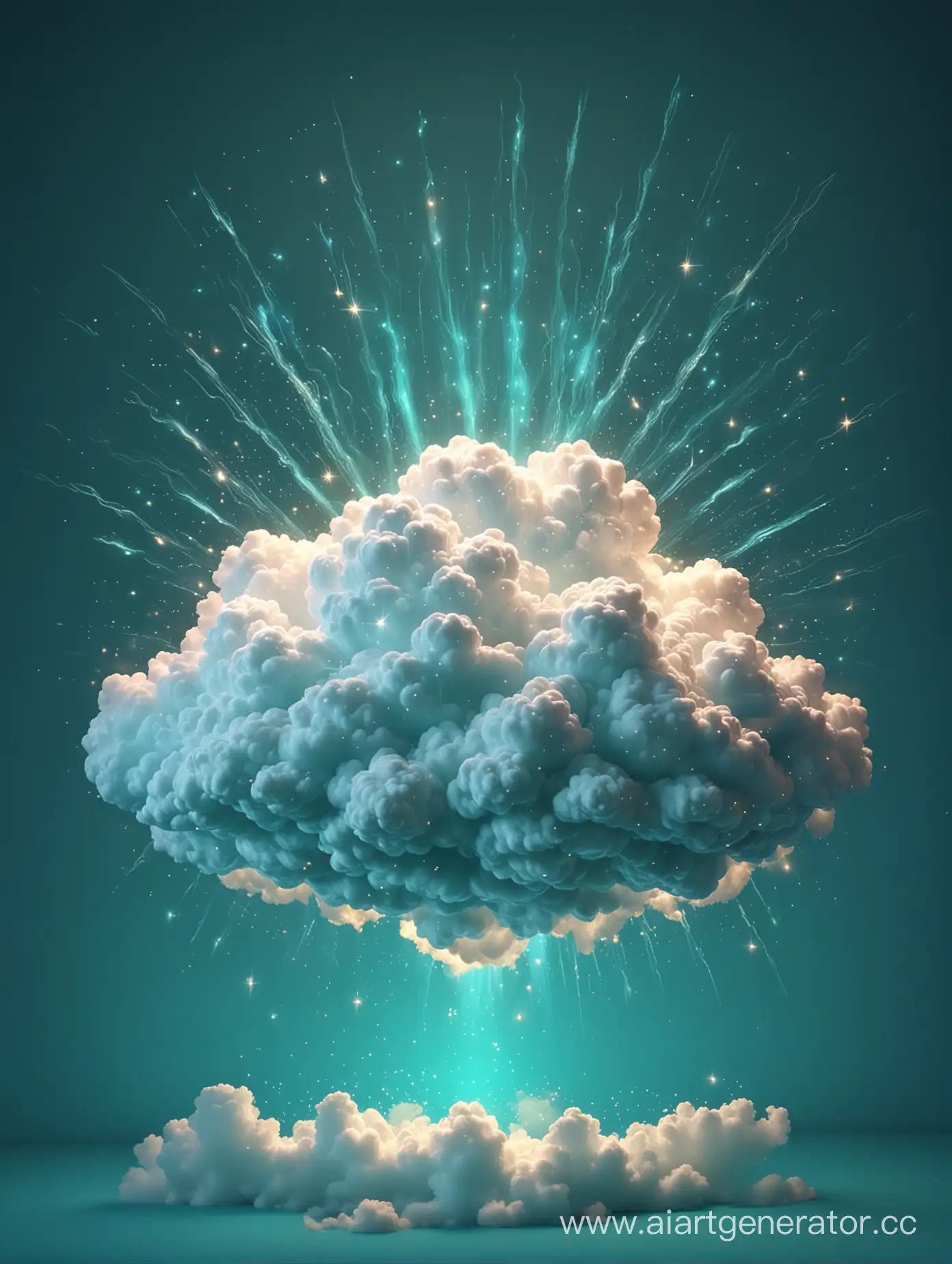 Enchanting-3D-Cloud-Illuminated-in-Turquoise-Blue-with-Magical-Sparkles-and-Stars