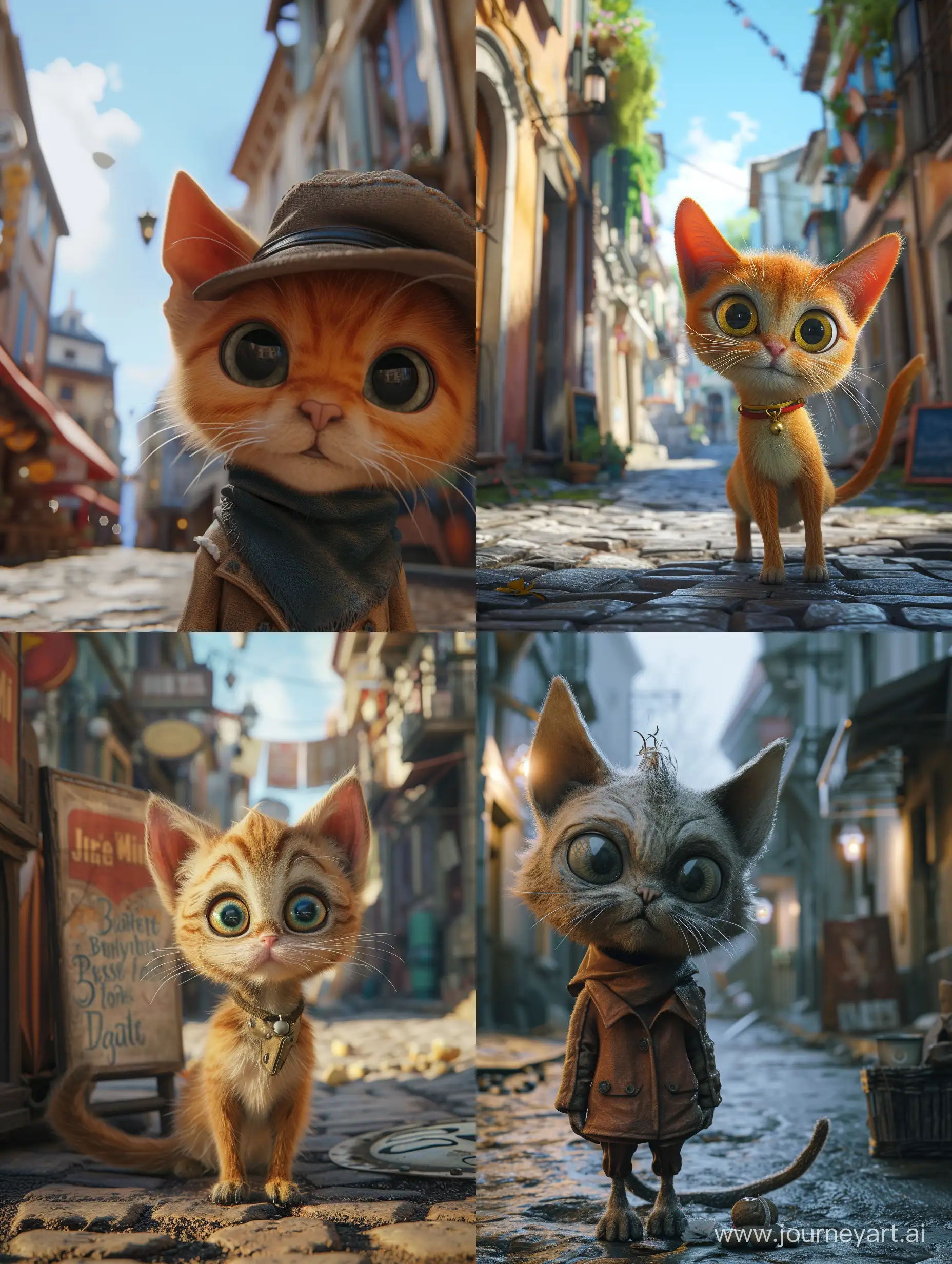Jean-Baptiste Mogue and Pixar-style adorable cat in Daz3d, with surrealistic landscapes, captivating character illustrations, cinematic lighting, and street realism. Enhanced with 8k HDR best quality, the imagery showcases breathtakingly beautiful scenes and characters, bringing realism to life. 


