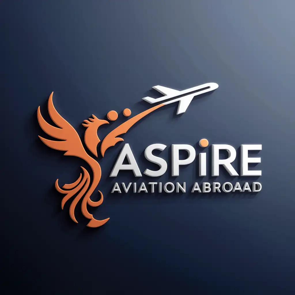 generate logo using following words 'Aspire Aviation Abroad'. logo symbol based on phoenix and airplane