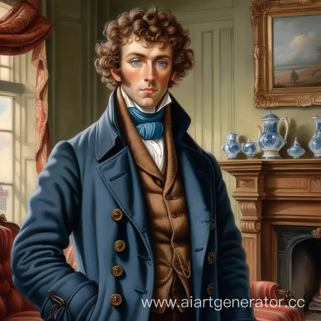 Англия, конец 19 века. В богато обставленной гостиной стоит мужчина лет 35, стройный привлекательный, вьющиеся каштановые волосы, голубые глаза, взгляд задумчивый немного рассеянный, одет в тёплый дорогой плащ, на шее повязан шарф